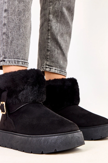 Bottes neige noires avec plateforme ornées de boucles, Salini 2