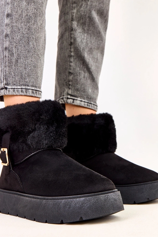 Bottes neige noires avec plateforme...