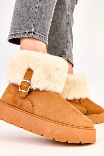 Bottes neige marron avec plateforme ornées de boucles, Salini