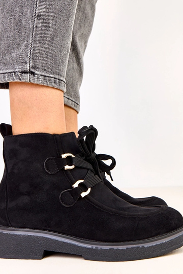 Bottines chaudes noires avec lacets décoratifs, Katrins 2