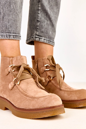 Bottines chaudes sable avec lacets décoratifs, Katrins