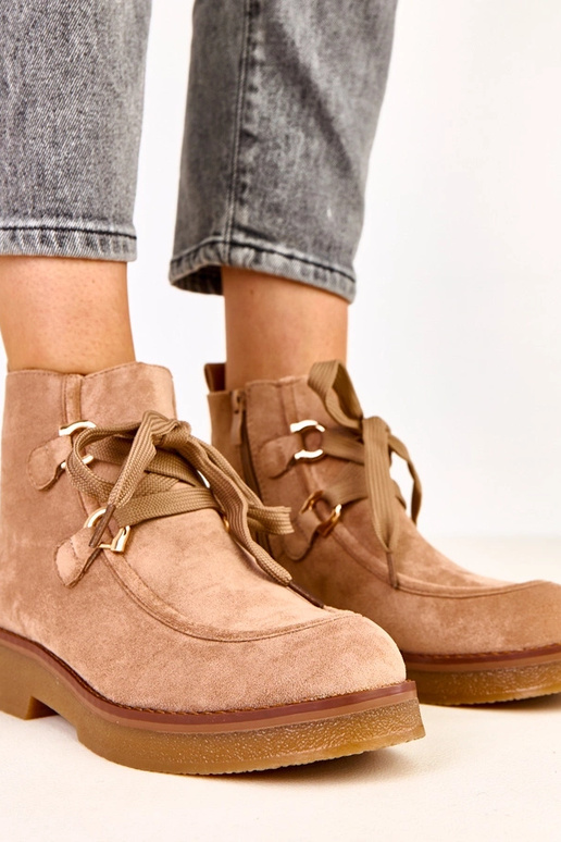 Bottines chaudes sable avec lacets...