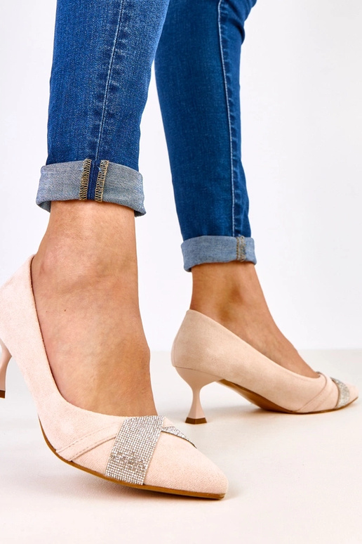 Escarpins sable avec talon bas et...