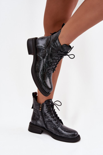 Bottes vernies en cuir bleu marine Klocke D&A LZ52-954