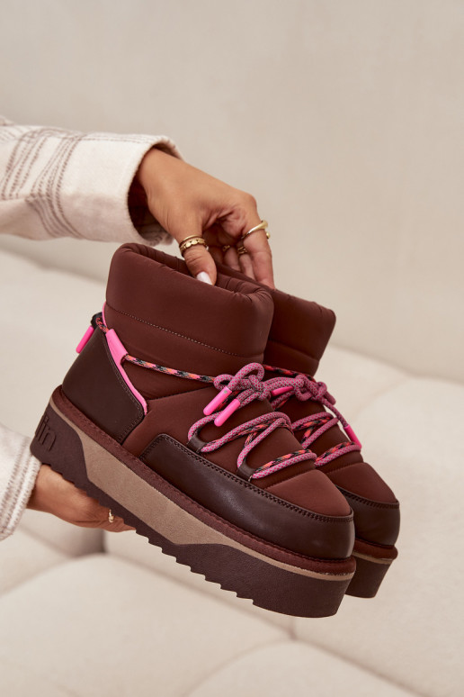 Bottes de neige avec une plateforme D.Franklin DFSH371015 CzekoladoÀe