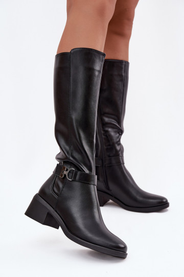 réchauffer bottes pour femmes Klocke avec des sangles Sergio Leone KZ25826 couleur noire