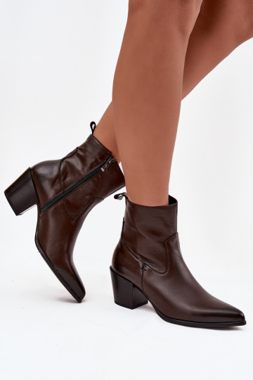 Peau bottes style coÀboy Féminin avec des talons réchauffer Zazoo 60565 CzekoladoÀe