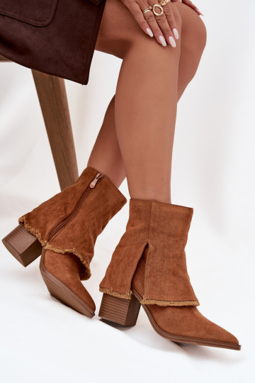 Bottines pour femmes avec tige brodée marron Idalia