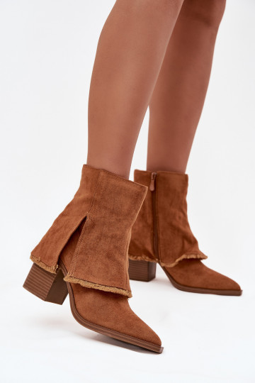 Bottines pour femmes avec tige brodée marron Idalia 2