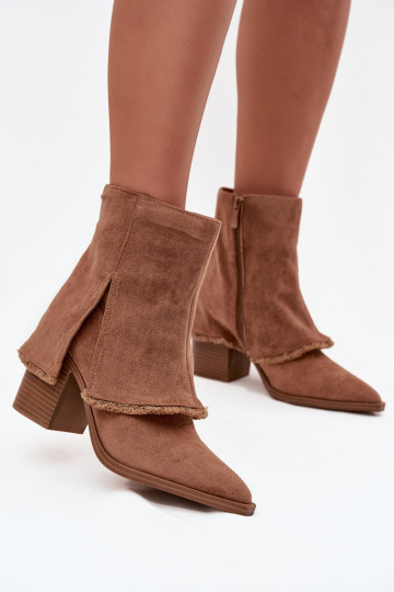 Bottines pour femmes avec tige brodée marron Idalia 2