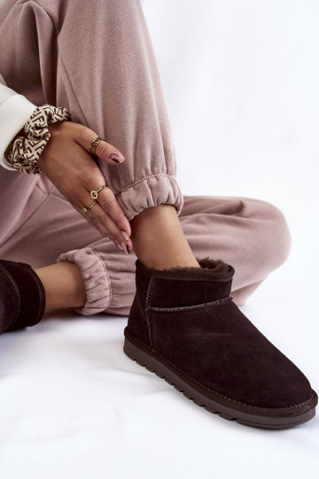 Bottes de neige en cuir suédé pour femmes à talons bas marron Shelie 2