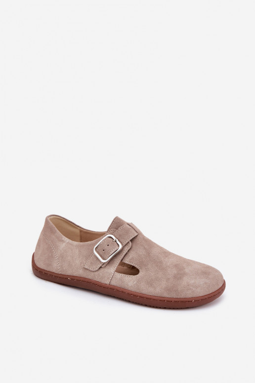en daim chaussures Barefoot Féminin avec boucles Zazoo N1261 beige en daim chaussures Barefoot Féminin avec boucles Zazoo N1261 beige