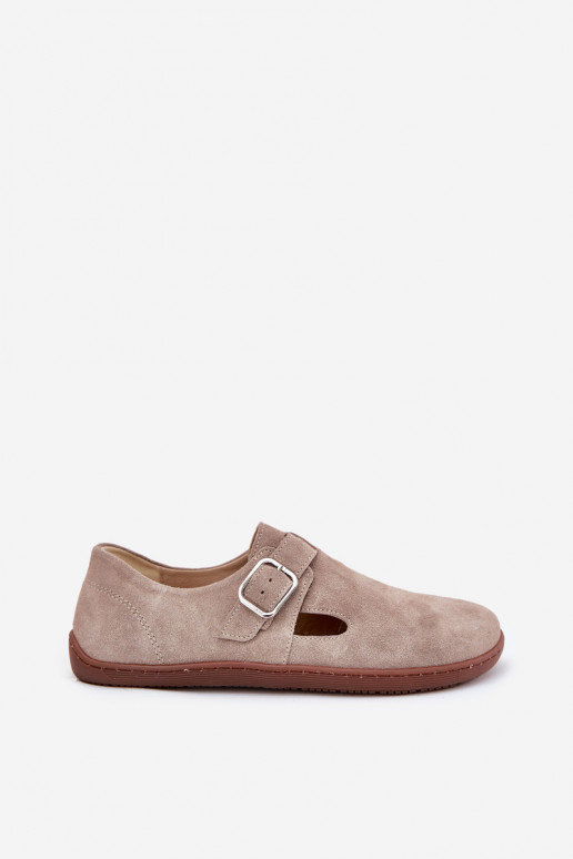 en daim chaussures Barefoot Féminin avec boucles Zazoo N1261 beige en daim chaussures Barefoot Féminin avec boucles Zazoo N1261 beige