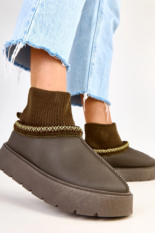 Bottes de neige vertes avec tige en...