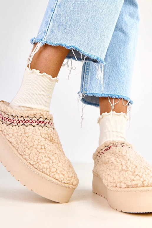 Bottes de neige beige à plateforme...