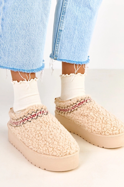 Bottes de neige beige à plateforme...