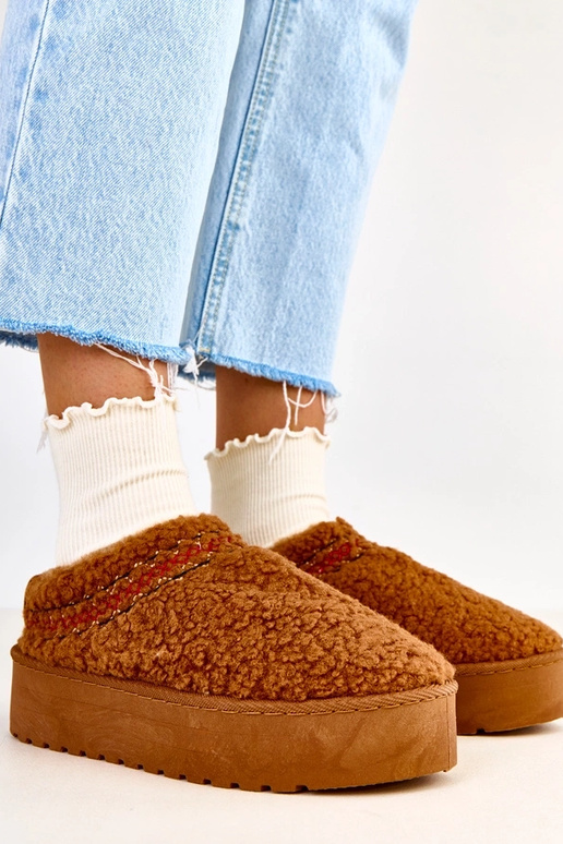 Bottes de neige brunes à plateforme...