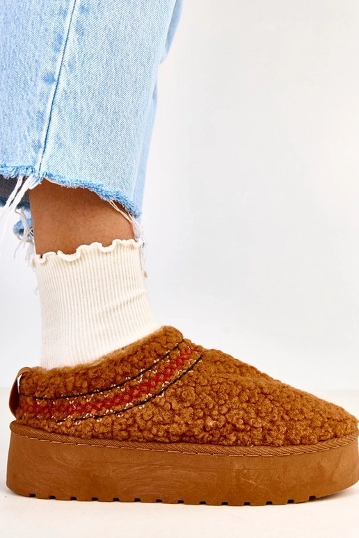 Bottes de neige brunes à plateforme...