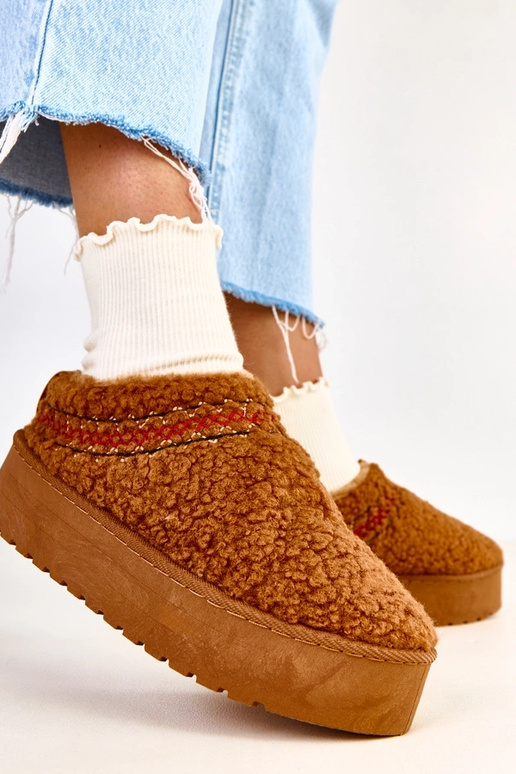 Bottes de neige brunes à plateforme...