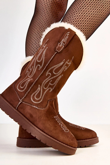 Bottes de neige brunes avec broderie sur la tige Darena 2