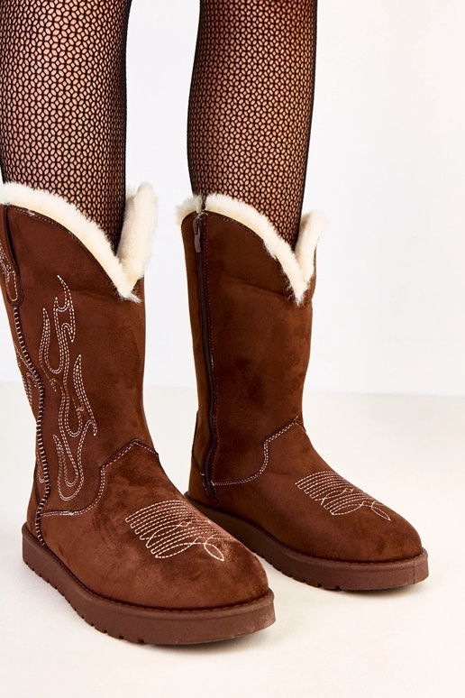 Bottes de neige brunes avec broderie...