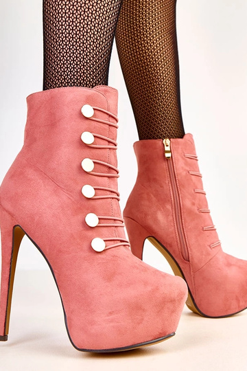 Bottines roses avec boutons dorés Courtney 2