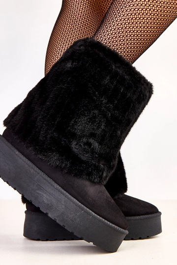 Bottes de neige noires à plateforme avec tige en fourrure Leda 2