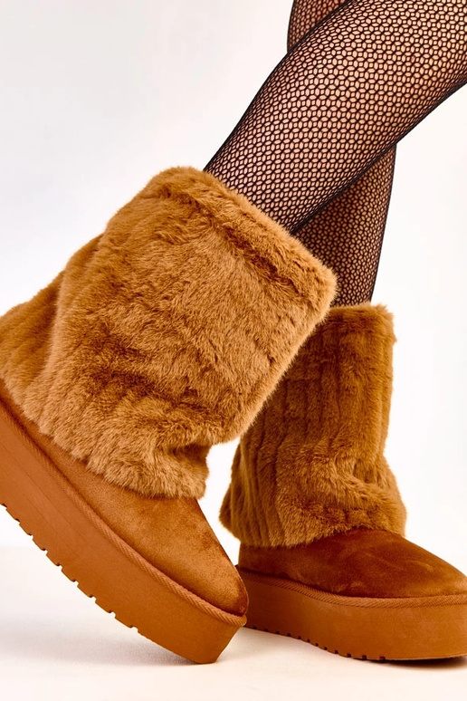 Bottes de neige brunes à plateforme...