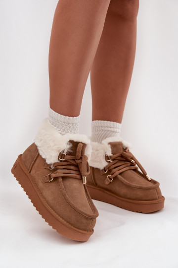 Bottes de neige pour femmes en cuir naturel D.Franklin DFSH375006 marron 2