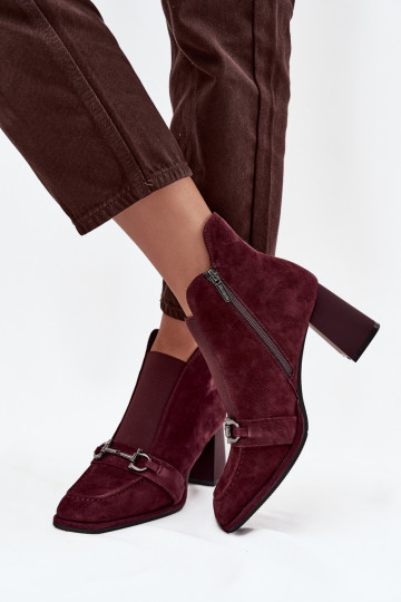 Bottes pour femmesActivéturalnego en daimu avec des talons Artiker 57C0221 Bourgogne