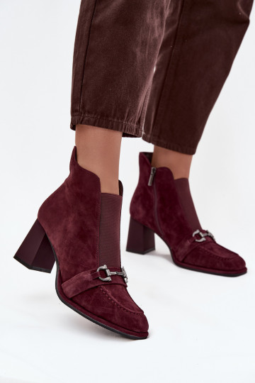 Bottes pour femmesActivéturalnego en daimu avec des talons Artiker 57C0221 Bourgogne 2