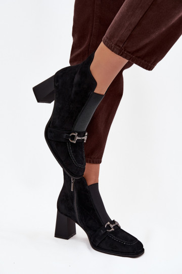 Bottes pour femmesActivéturalnego en daimu avec des talons Artiker 57C0124 couleur noire