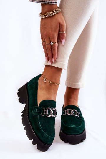 en daim chaussures avec des ornements Laura Messi 2489 couleur verte