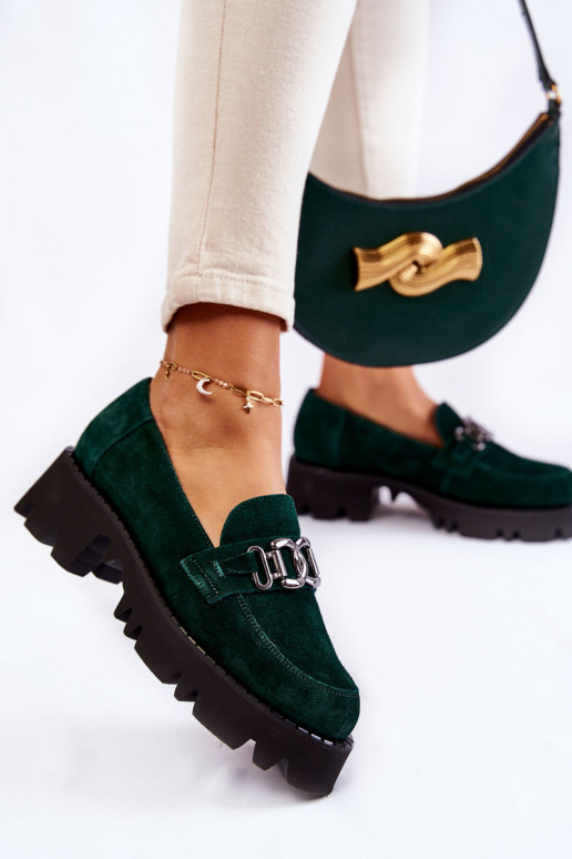 en daim chaussures avec des ornements Laura Messi 2489 couleur verte