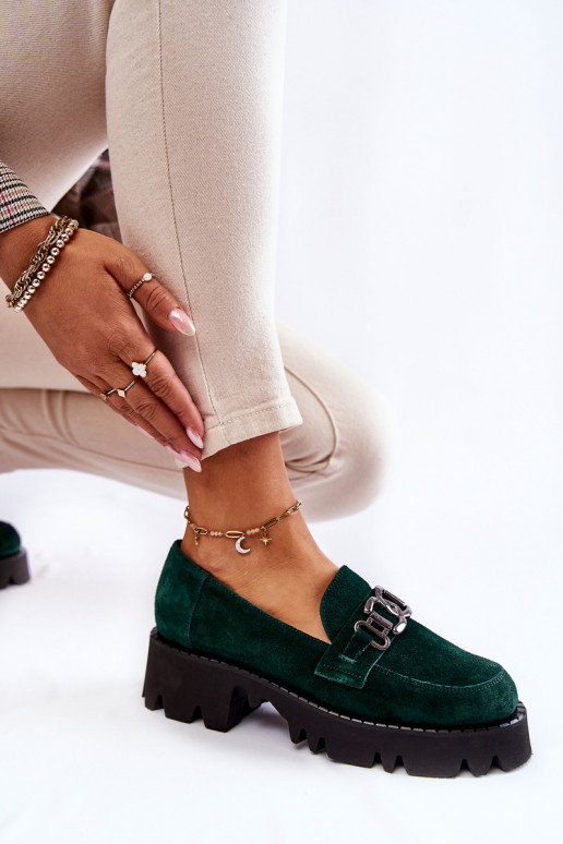 en daim chaussures avec des ornements Laura Messi 2489 couleur verte