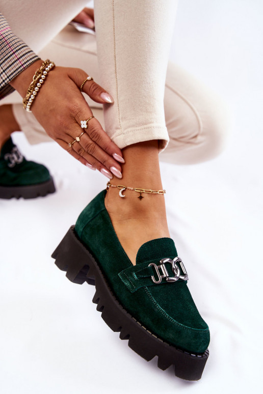 en daim chaussures avec des ornements Laura Messi 2489 couleur verte