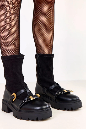 Bottines noires ornées d'un ourson et d'une boucle Hariet