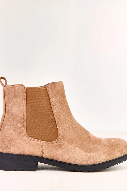 Bottines plates en cuir marron avec...