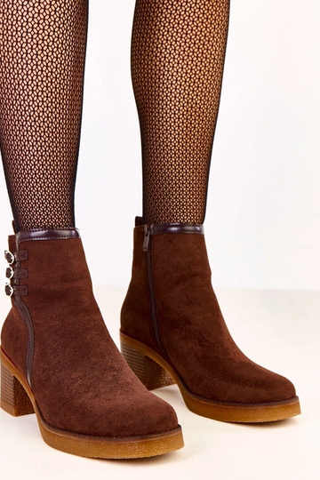 Bottines marron à talon avec boucles Karena
