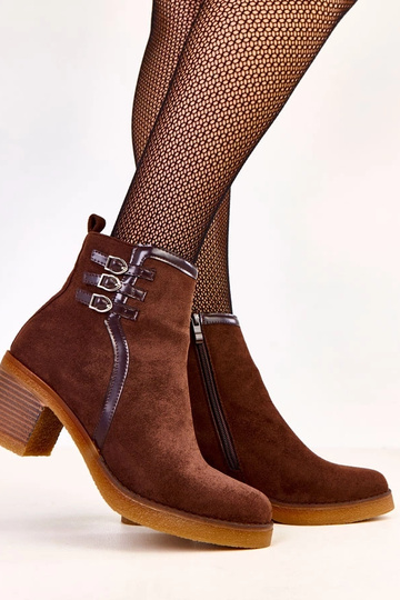 Bottines marron à talon avec boucles Karena 2