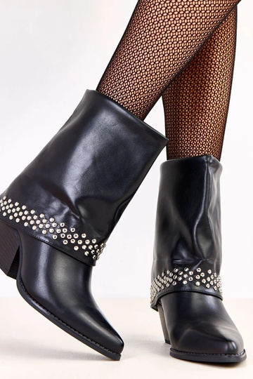 Bottes de cowboy noires avec tige repliée Memoris 2