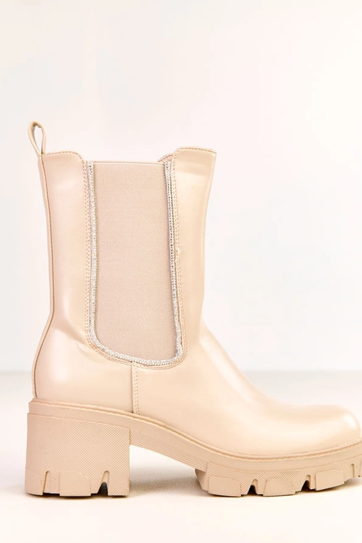Bottines beige avec élastique et...