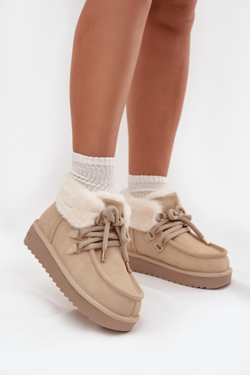 Bottes de neige ivoire pour femmes en daim naturel D.Franklin DFSH375006 2