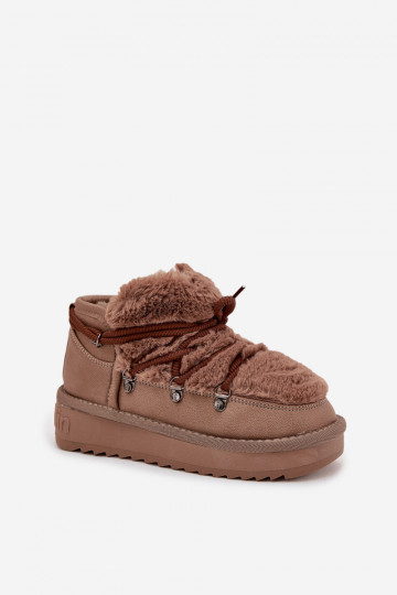 Bottes de neige Puéril Jeunesse avec un manteau de fourrure D.Franklin DFSH370011 marron