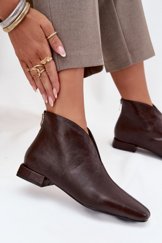 Bottines pour femmes en chocolat sur petit talon Elvienne