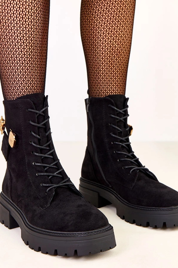 Bottes de randonnée noires pour femmes avec ours en or Messey