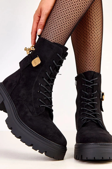 Bottes de randonnée noires pour femmes avec ours en or Messey 2