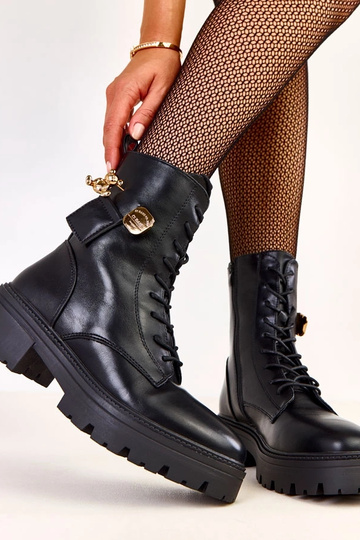 Bottes de randonnée noires pour femmes avec ours en or Valery 2