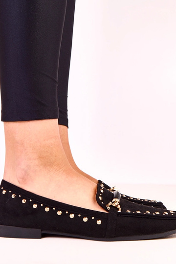 Ballerines noires en simili daim avec clous Molia