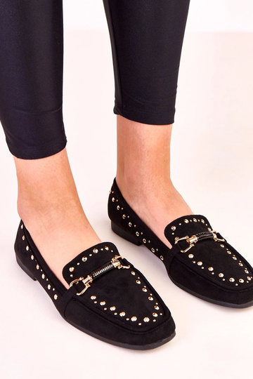 Ballerines noires en simili daim avec clous Molia 2